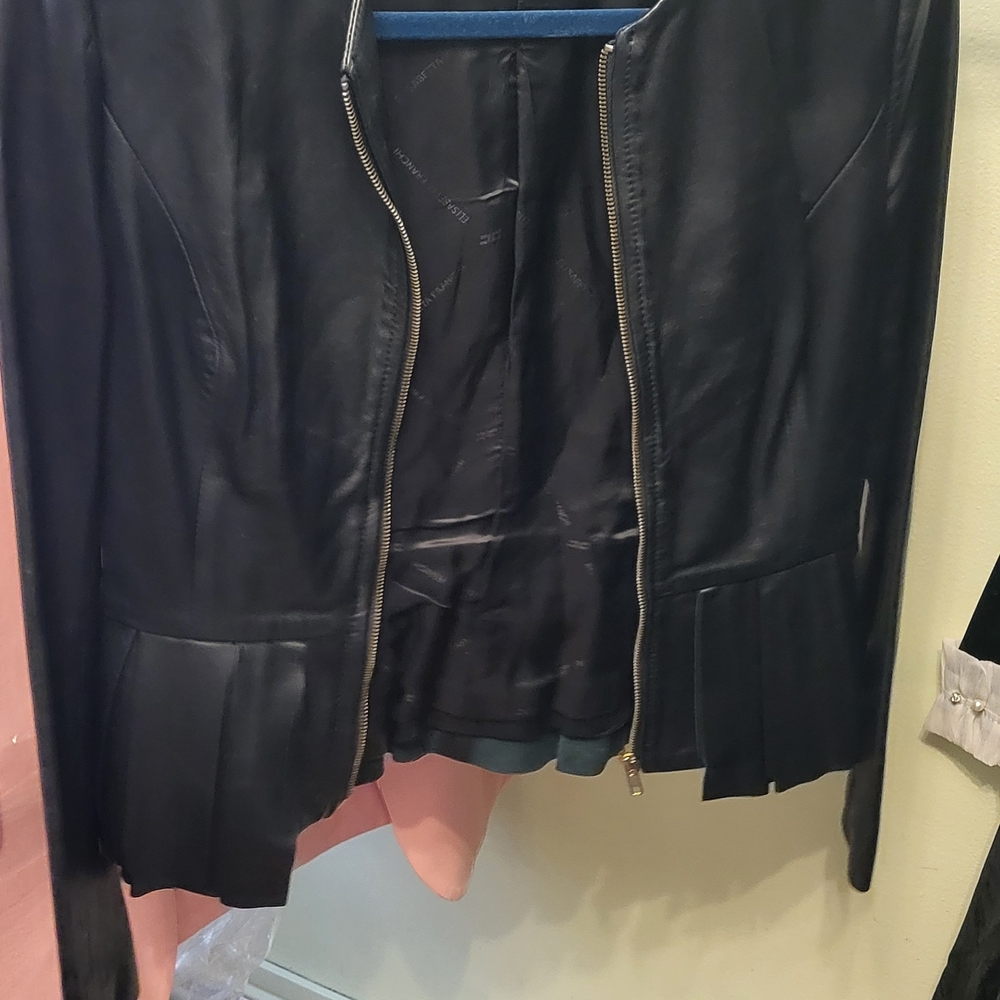 Pierre Cardin Black Leather Jacket with Zipper Size S